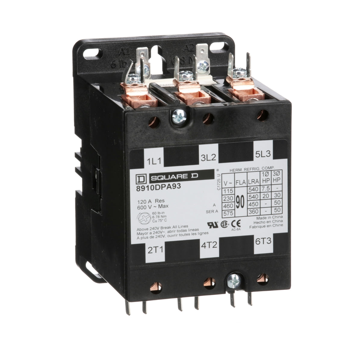 Square D 8910DPA definite purpose contactor (representative photo)
